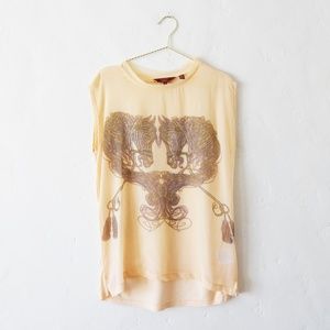 Ted Baker Unique Sample Peach Crepe Horses Top